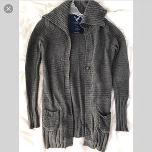 Long grey American Eagle sweater/ cardigan